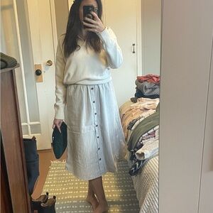 Mikarose Cream stripe button front skirt size small